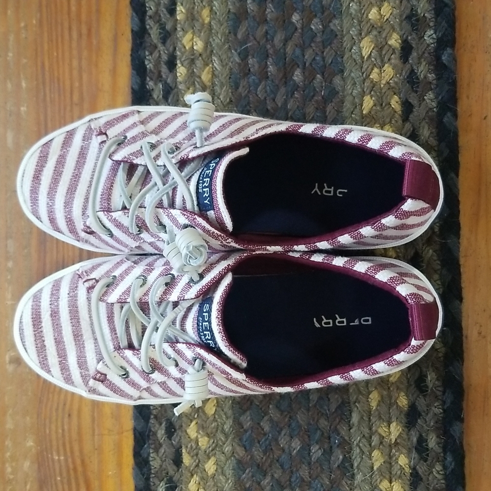 Women's Sperry Crest Vibe Canvas Sneaker red and white size 8.5 - Picture 6 of 7
